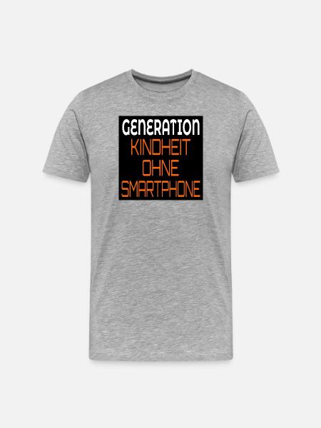 GENERATION KINDHEIT OHNE SMARTPHONE - Männer Premium Bio T-Shirt - Grau meliert