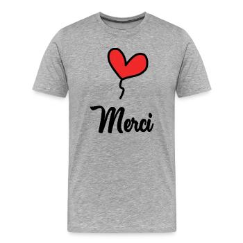 THANK YOU. THANKS. THANK YOU. ANNIVERSARY. BIRTH. - Men's Premium Organic T-Shirt - heather grey - Front - Damien (186cm)