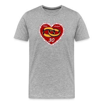 Pearl Wedding , 30 Years of Marriage (25) - Men's Premium Organic T-Shirt - heather grey - Front - Damien (186cm)