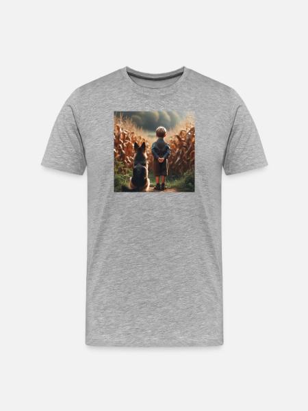 German Shepherd Art - Men's Premium Organic T-Shirt - heather grey