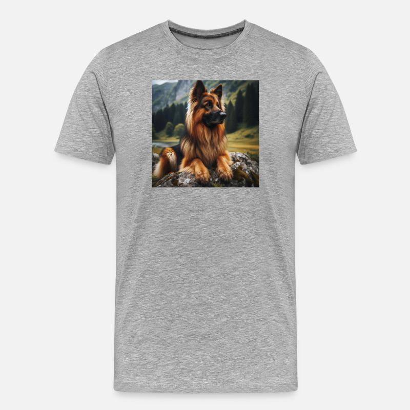 Deutscher Schäferhund Kunst - Männer Premium Bio T-Shirt - Grau meliert