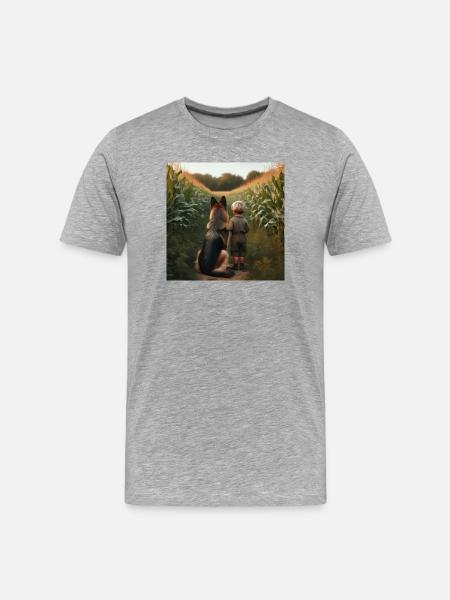 German Shepherd Art - Men's Premium Organic T-Shirt - heather grey