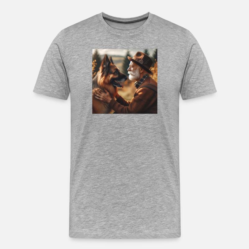 Deutscher Schäferhund Kunst - Männer Premium Bio T-Shirt - Grau meliert