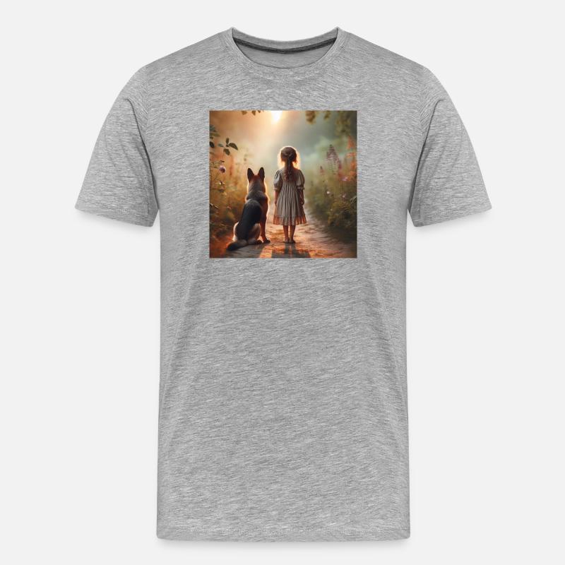 Deutscher Schäferhund Kunst - Männer Premium Bio T-Shirt - Grau meliert
