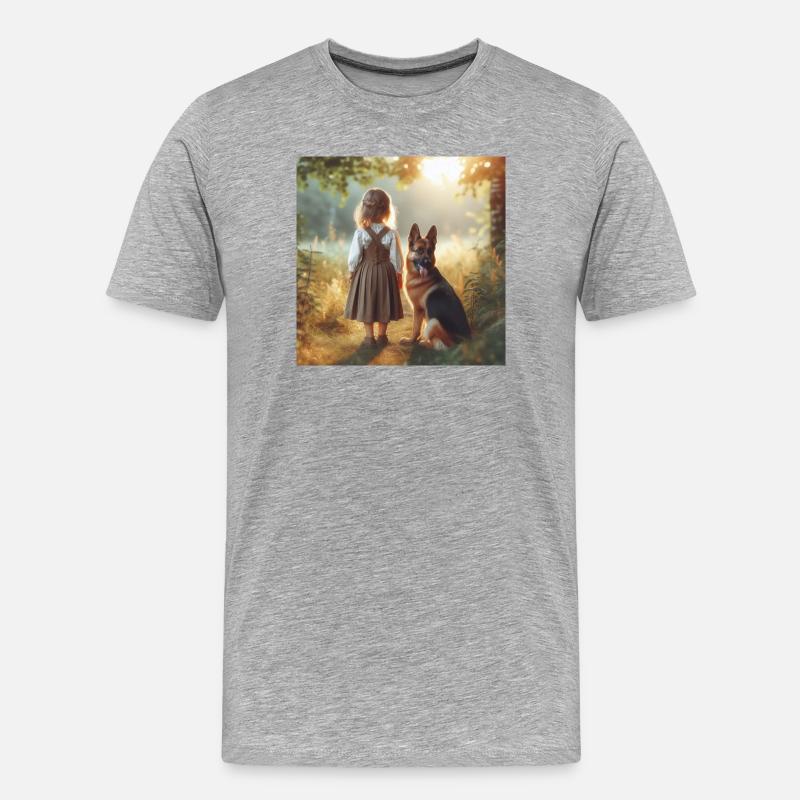 Deutscher Schäferhund Kunst - Männer Premium Bio T-Shirt - Grau meliert