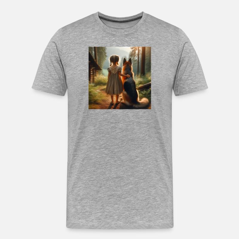 Deutscher Schäferhund Kunst - Männer Premium Bio T-Shirt - Grau meliert