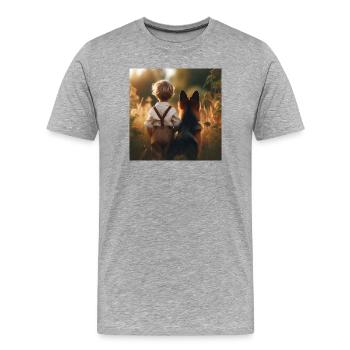 Deutscher Schäferhund Kunst - Männer Premium Bio T-Shirt - Grau meliert - Vorne - Damien (186cm)