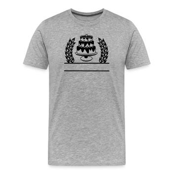 Grain Wreath with Cake Name Banner - Men's Premium Organic T-Shirt - heather grey - Front - Damien (186cm)