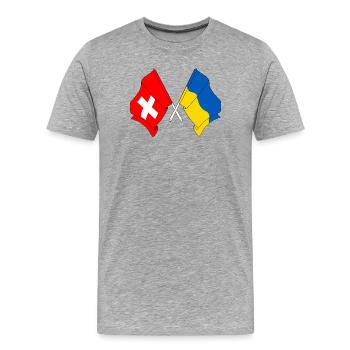 Flagge der Schweiz und Flagge Ukraine - Männer Premium Bio T-Shirt - Grau meliert - Vorne - Damien (186cm)