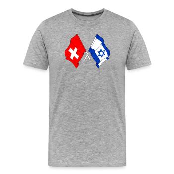 Flagge der Schweiz und Flagge Israels - Männer Premium Bio T-Shirt - Grau meliert - Vorne - Damien (186cm)