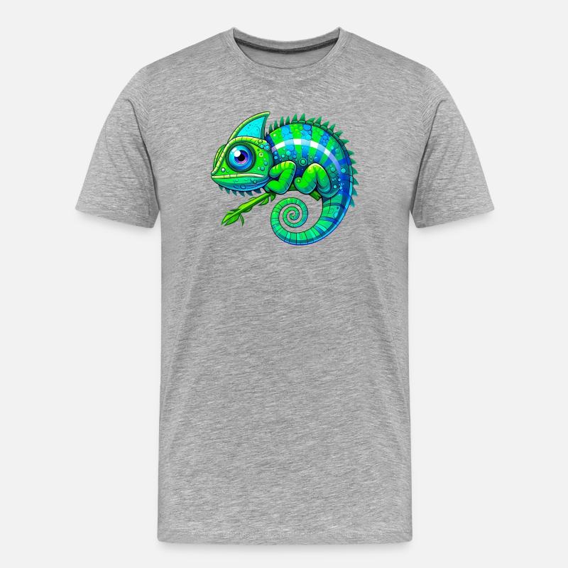 Chamäleon - Männer Premium Bio T-Shirt - Grau meliert