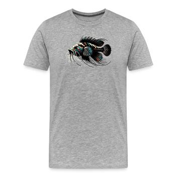 Poisson-chat d’aquarium, poisson-chat d’antenne, minimaliste - T-shirt bio Premium Homme - gris chiné - Devant - Damien (186cm)