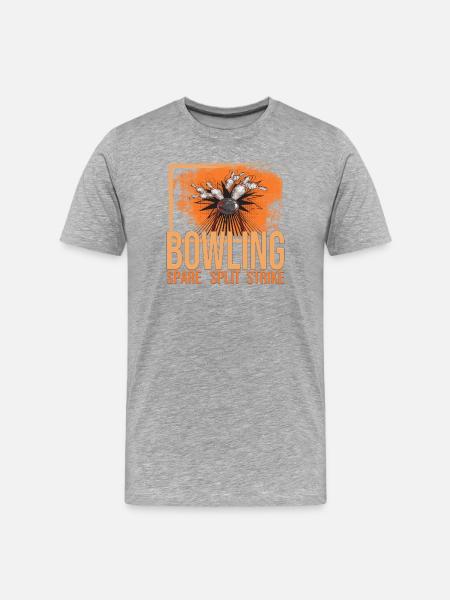 Bowling - Spare - Split - Strike - Männer Premium Bio T-Shirt - Grau meliert