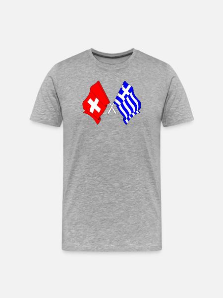 Flag of Switzerland and flag Greece - Men's Premium Organic T-Shirt - heather grey