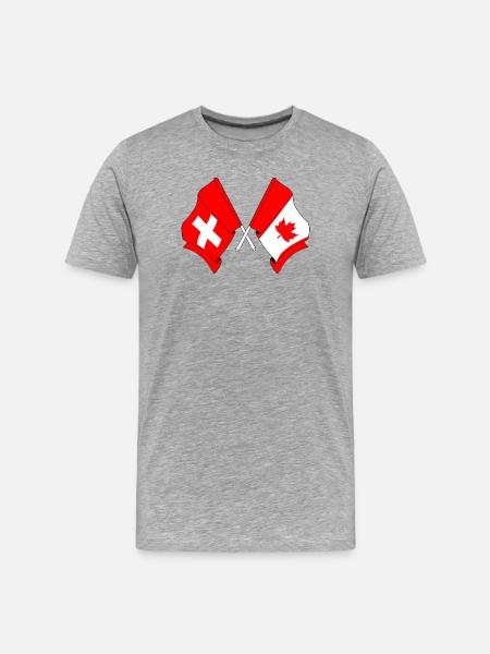 Flag of Switzerland and flag Canada - Men's Premium Organic T-Shirt - heather grey