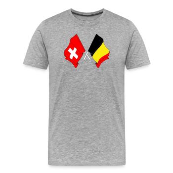Flagge der Schweiz und Flagge Belgiens - Männer Premium Bio T-Shirt - Grau meliert - Vorne - Damien (186cm)