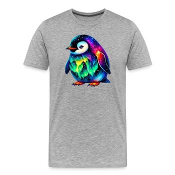 Aurora Borealis Pinguin - Männer Premium Bio T-Shirt - Grau meliert - Vorne - Damien (186cm)