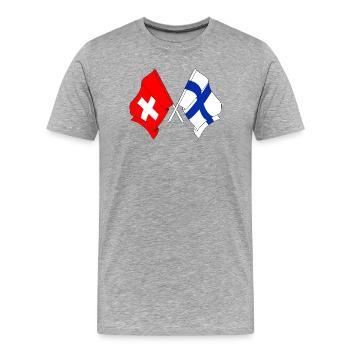 Flagge der Schweiz und Flagge Finnlands - Männer Premium Bio T-Shirt - Grau meliert - Vorne - Damien (186cm)