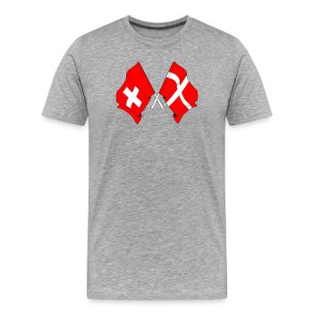 Flagge der Schweiz und Flagge von Dänemark - Männer Premium Bio T-Shirt - Grau meliert - Vorne - Damien (186cm)