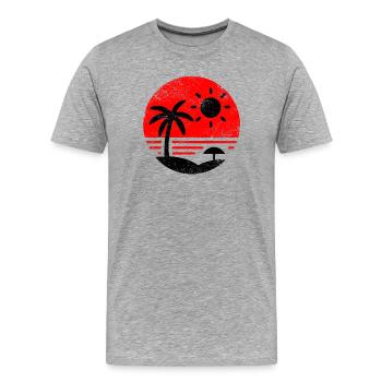 Plage Vintage Rouge Noir - T-shirt bio Premium Homme - gris chiné - Devant - Damien (186cm)