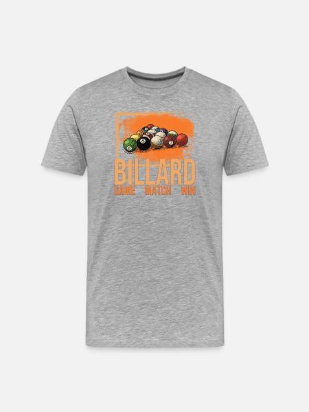 Game - Match - Win - Billard - Männer Premium Bio T-Shirt - Grau meliert