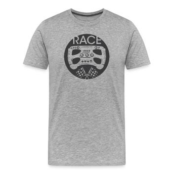 Race Steering Wheel Formula Auto Racing Cup Racing - Men's Premium Organic T-Shirt - heather grey - Front - Damien (186cm)