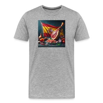 Gigot de jambon - T-shirt bio Premium Homme - gris chiné - Devant - Damien (186cm)