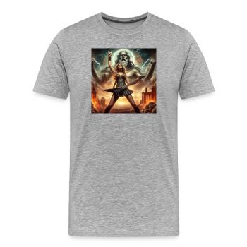 Die Macht des Zeus im Heavy Metal - Männer Premium Bio T-Shirt - Grau meliert - Vorne - Damien (186cm)