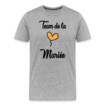 BRAUT-TEAM - Männer Premium Bio T-Shirt - Grau meliert - Vorne - Damien (186cm)