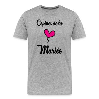 FREUNDINNEN DER BRAUT - Männer Premium Bio T-Shirt - Grau meliert - Vorne - Damien (186cm)
