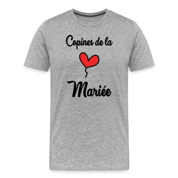 FREUNDINNEN DER BRAUT - Männer Premium Bio T-Shirt - Grau meliert - Vorne - Damien (186cm)