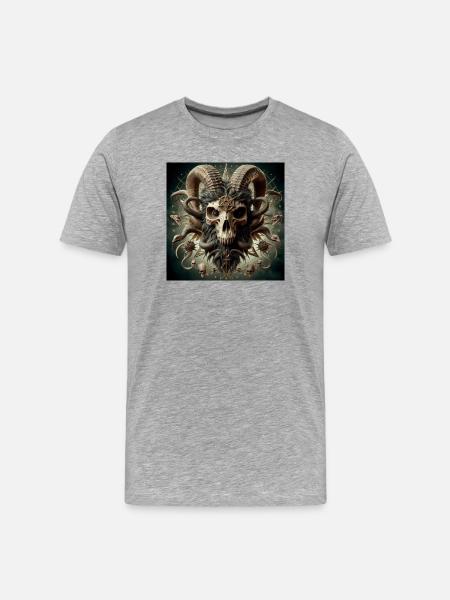 Male Goat Skull 3D - Men's Premium Organic T-Shirt - heather grey