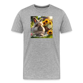 Graues Angorakaninchen - Männer Premium Bio T-Shirt - Grau meliert - Vorne - Damien (186cm)
