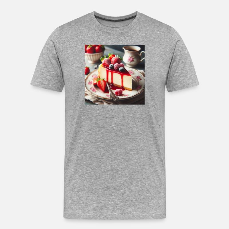 Käsekuchen - Männer Premium Bio T-Shirt - Grau meliert