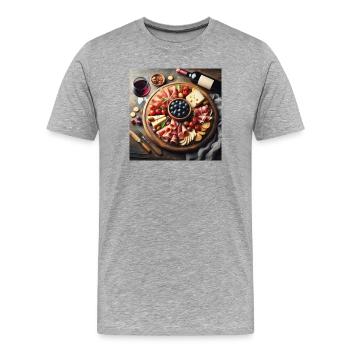 Jambon serrano et fromage - T-shirt bio Premium Homme - gris chiné - Devant - Damien (186cm)