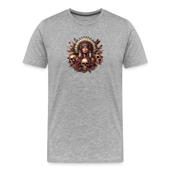 Sagesse amérindienne - T-shirt bio Premium Homme - gris chiné - Devant - Damien (186cm)