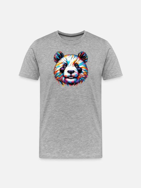 Panda - Männer Premium Bio T-Shirt - Grau meliert
