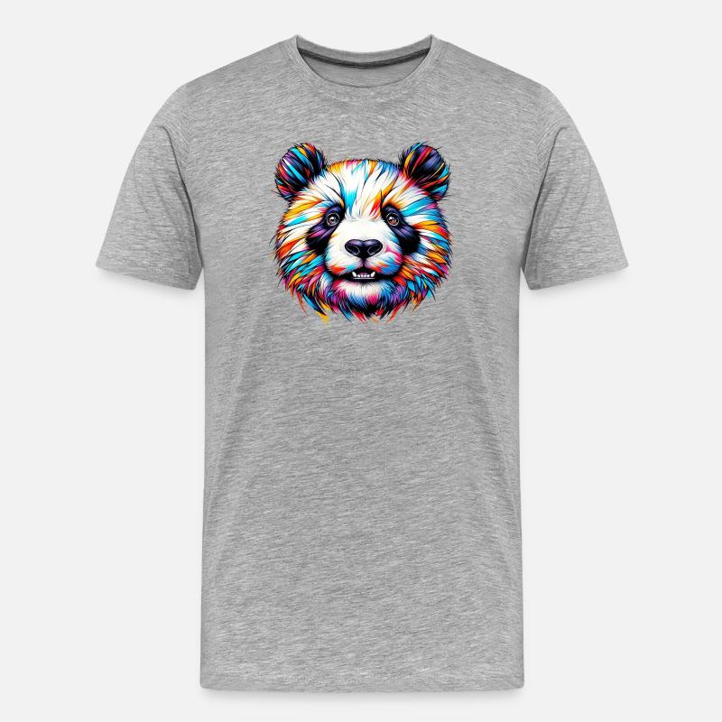 Panda - Männer Premium Bio T-Shirt - Grau meliert