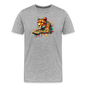 Guépard - T-shirt bio Premium Homme - gris chiné - Devant - Damien (186cm)