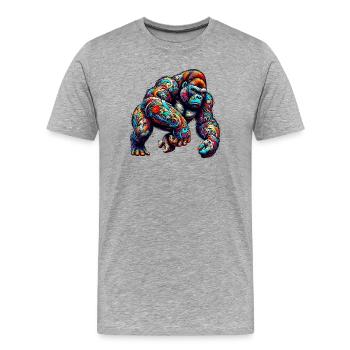 Gorilla - Männer Premium Bio T-Shirt - Grau meliert - Vorne - Damien (186cm)