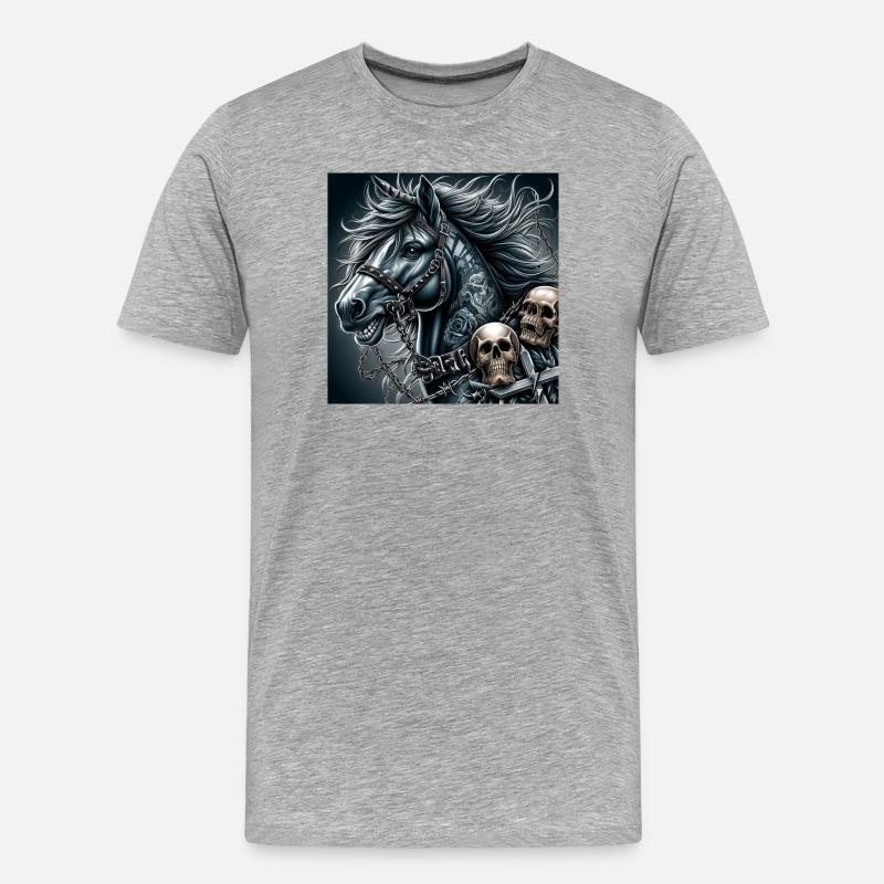Schweres Pferd - Männer Premium Bio T-Shirt - Grau meliert