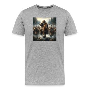 Guerriers des tribus cantabriques - T-shirt bio Premium Homme - gris chiné - Devant - Damien (186cm)