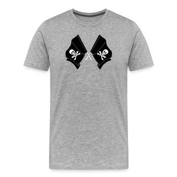 Zwei gekreuzte Flaggen Piraten - Männer Premium Bio T-Shirt - Grau meliert - Vorne - Damien (186cm)
