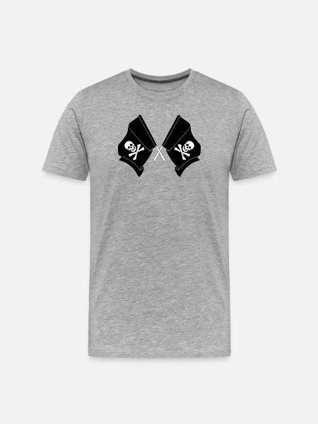 Two Flags Crossed Pirates - Men's Premium Organic T-Shirt - heather grey