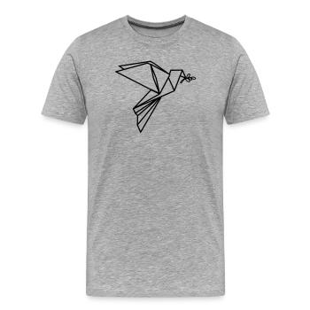 Origami-Friedenstaube transparent - Männer Premium Bio T-Shirt - Grau meliert - Vorne - Damien (186cm)
