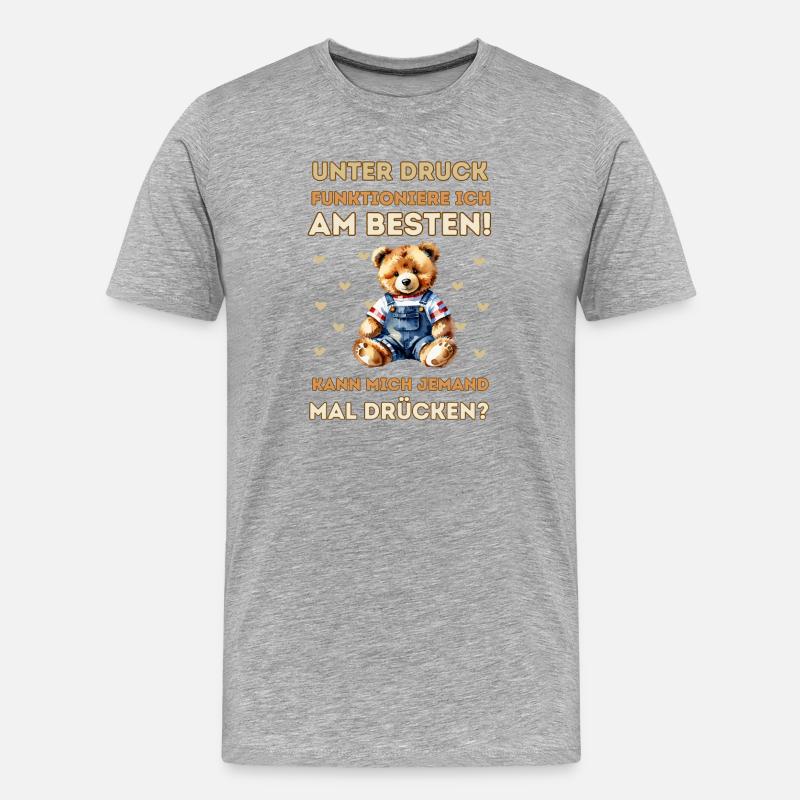 Squeeze Me Teddy - Aquarelle Design - T-shirt bio Premium Homme - gris chiné
