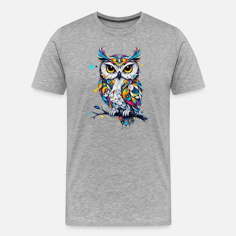 Eule - Männer Premium Bio T-Shirt - Grau meliert