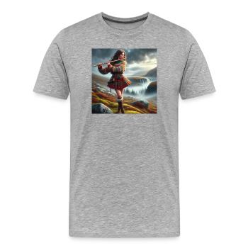 Musicienne celtique - T-shirt bio Premium Homme - gris chiné - Devant - Damien (186cm)