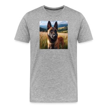 Belgian Malinois - Men's Premium Organic T-Shirt - heather grey - Front - Damien (186cm)