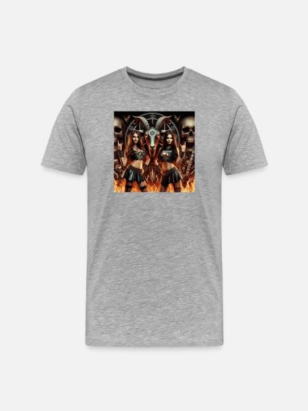 Happy metalheads in hell - Men's Premium Organic T-Shirt - heather grey